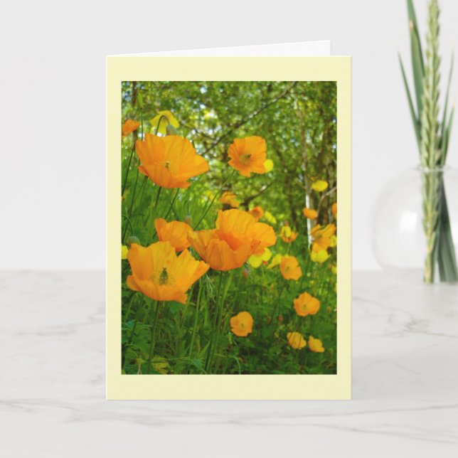 Carte d'anniversaire des pavots orange (Devant)
