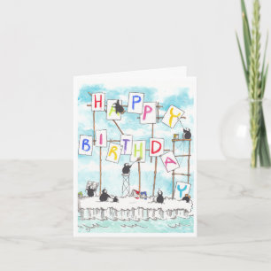 Carte d'anniversaire des peintres de pingouins