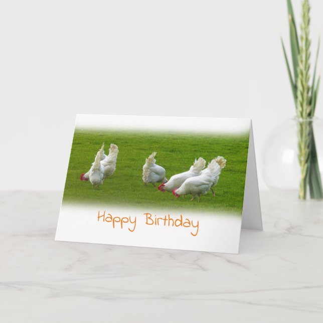 Carte d'anniversaire des poulets blancs (Devant)