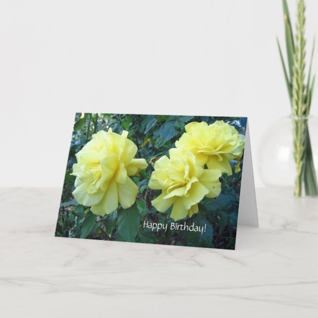 Carte d'anniversaire des roses jaunes (Devant)