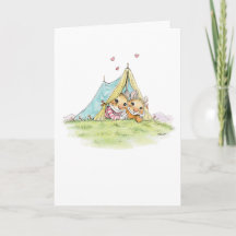 Carte d'anniversaire des souris de camping