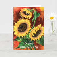 Carte d'anniversaire des trois tournesols