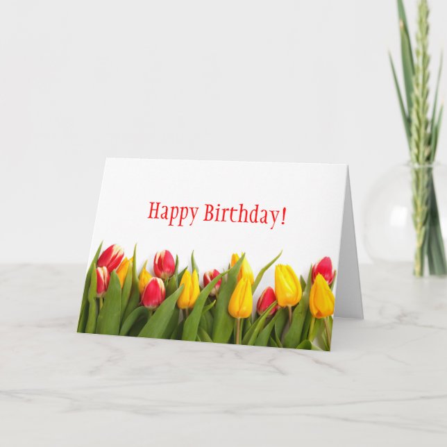 Carte d'anniversaire des tulipes colorées (Devant)