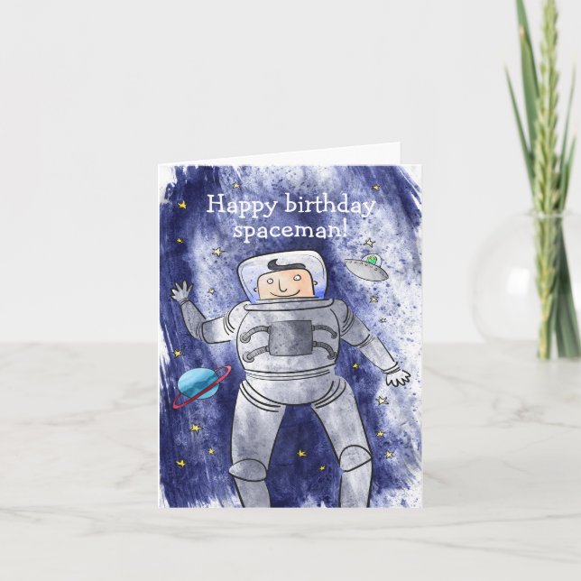 Carte d'anniversaire d'espace (Devant)
