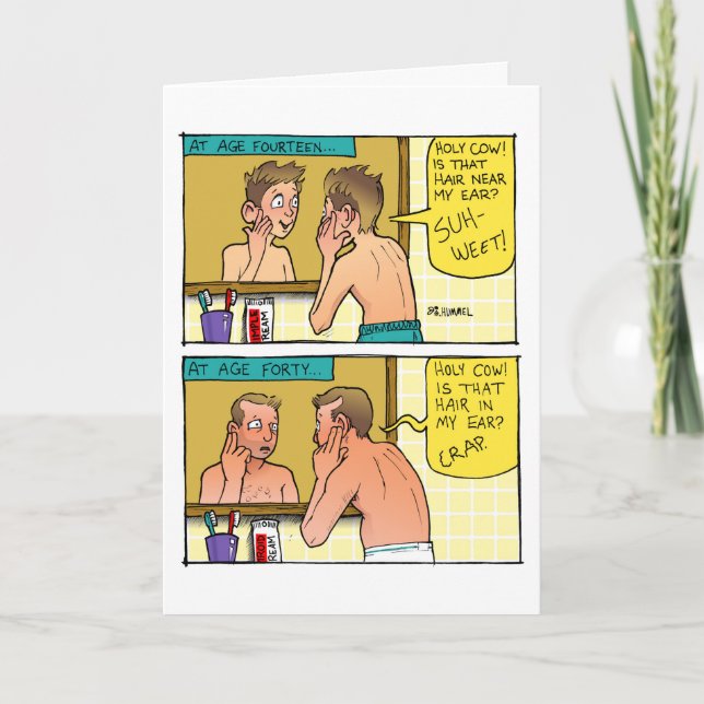 Carte d'anniversaire dessin animé poils d'oreille (Devant)