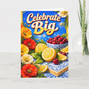 Carte d'anniversaire d'été maximaliste aux fruits
