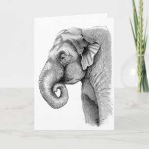 Carte d'anniversaire d'étude d'éléphant asiatique