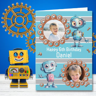 Carte d'anniversaire Deux Photo Robot 6 ans
