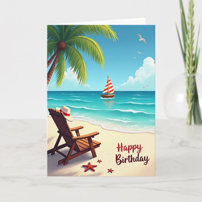 Carte d'anniversaire d'évasion tropicale (Devant)