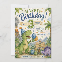 Carte d'anniversaire Dino-Mite 3 ans