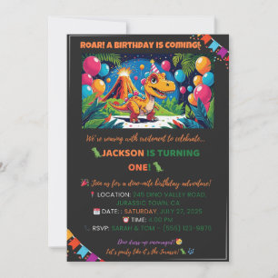 Carte d'anniversaire Dino Roarsome – Modifiable