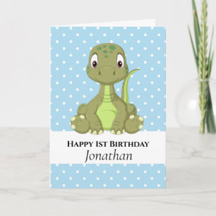 Carte d'anniversaire Dinosaur T Rex 1er bleu