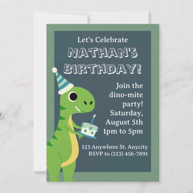Carte d'anniversaire dinosaure (Devant)