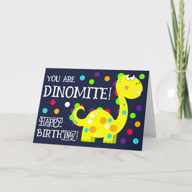 Carte d'anniversaire dinosaure pour enfants (Devant)