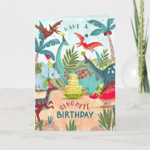 Carte d'anniversaire dinosaure pour enfants dino-m