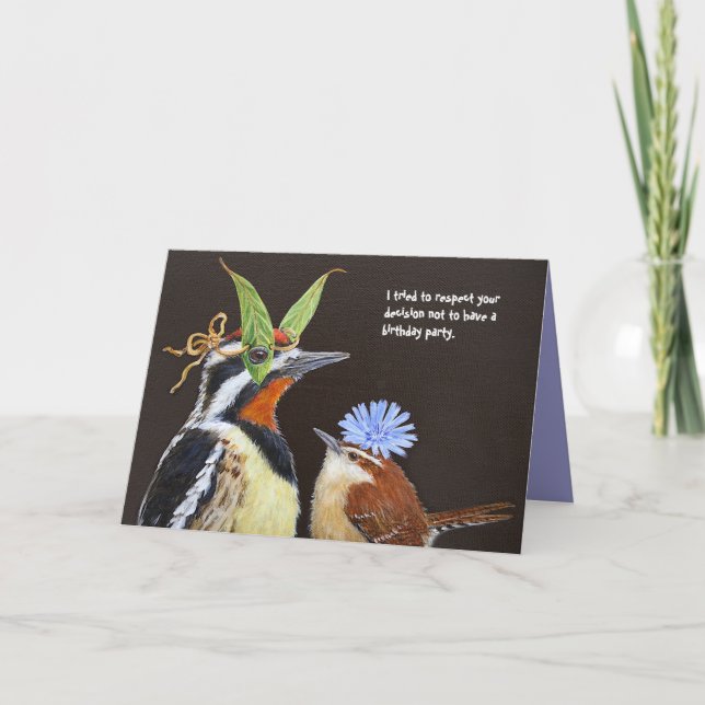 Carte d'anniversaire d'oiseau drôle avec sapsuceur (Devant)
