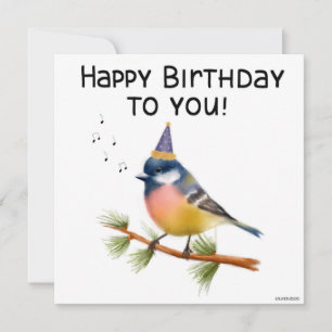 Carte d'anniversaire d'oiseaux peinte à la main