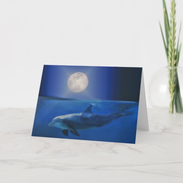 Carte d'anniversaire Dolphin Moon et Universe (Devant)
