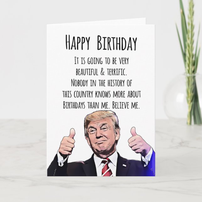 Carte d'anniversaire Donald Trump - Humour politiq (Devant)