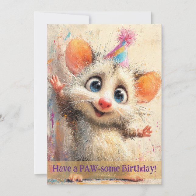 Carte d'anniversaire d'opossum (Devant)