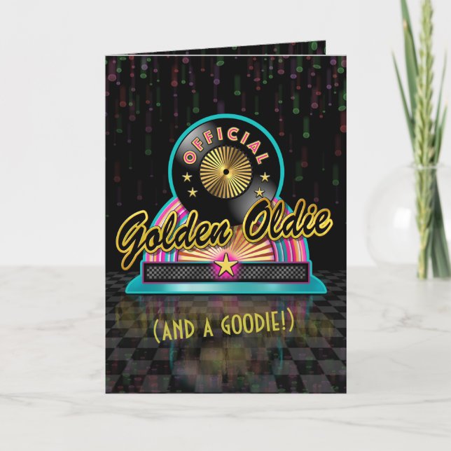 Carte d'anniversaire d'or d'ancien (Devant)