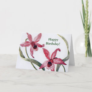 Carte d'anniversaire d'orchidée d'Edwardian