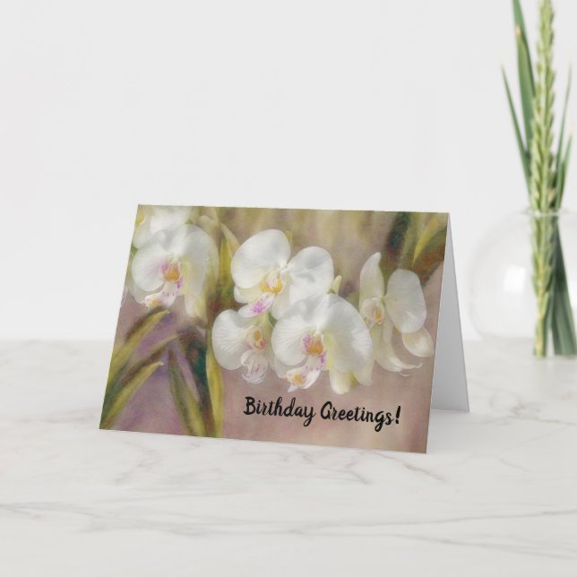 Carte d'anniversaire d'orchidées blanches (Devant)