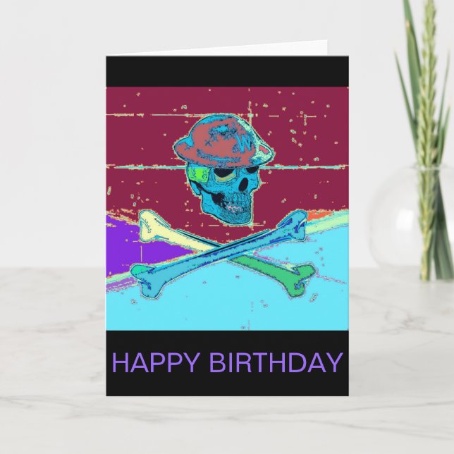 Carte d'anniversaire d'os croisés de crâne de nuit (Devant)
