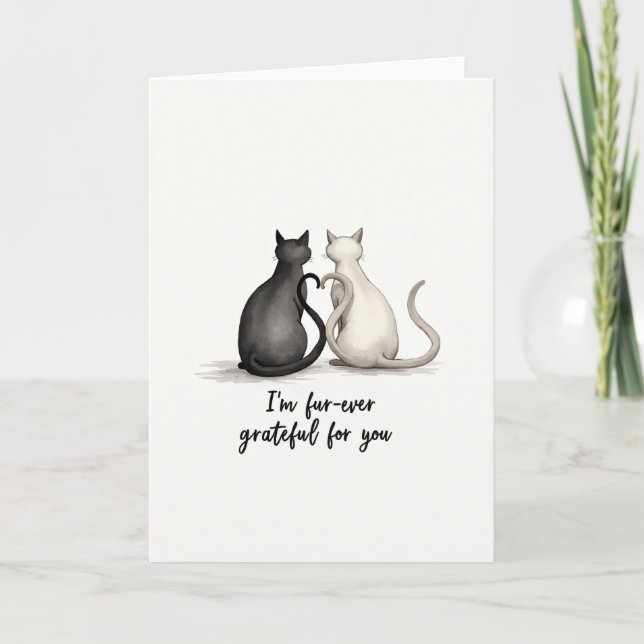 Carte d'anniversaire douce avec queue de chat en f (Devant)