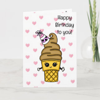 Carte d'anniversaire douce pour elle | Cône de gla