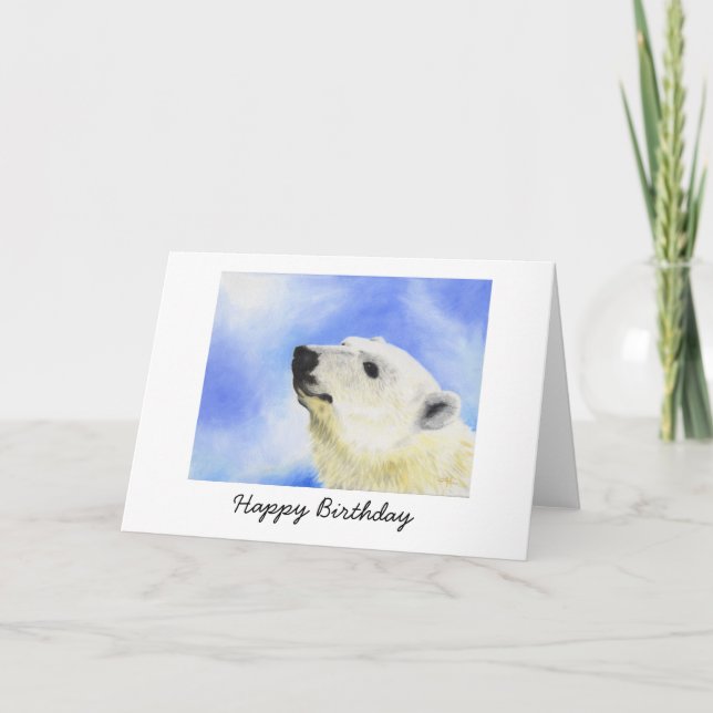 Carte d'anniversaire d'ours blanc (Devant)