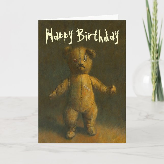 Carte d'anniversaire d'ours de nounours de zombi (Devant)