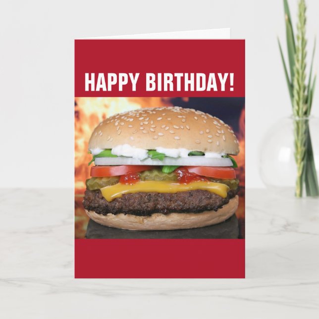 CARTE D'ANNIVERSAIRE DRÔLE CHEESEBURGER (Devant)