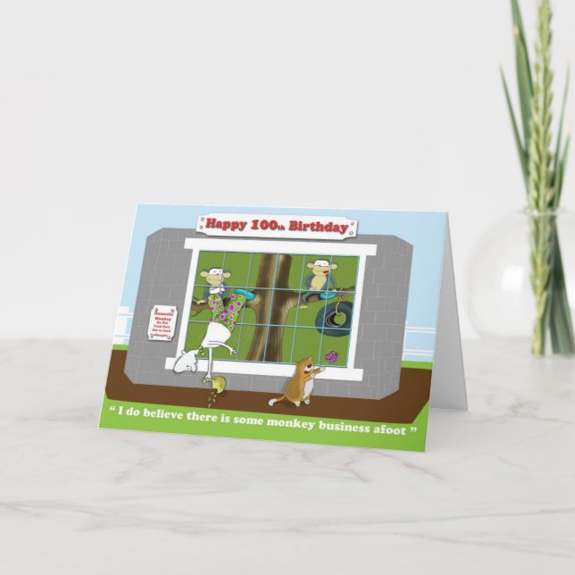 carte d'anniversaire drôle d'affaires de singe (Devant)