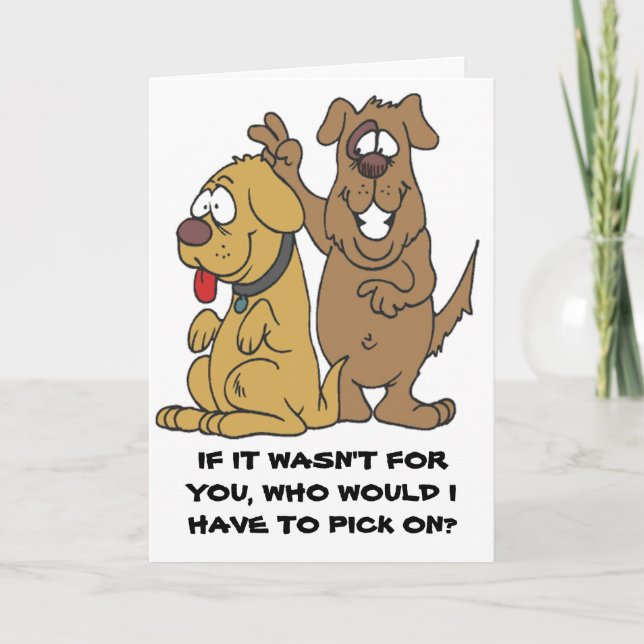 Carte d'anniversaire drôle de 2 chiens (Devant)