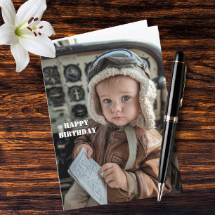 Carte d'anniversaire drôle de bébé pilote avec hum