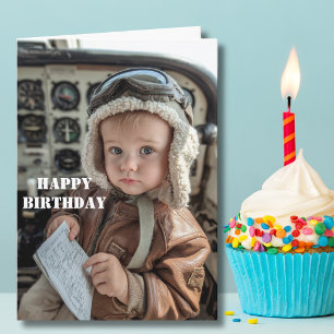 Carte d'anniversaire drôle de bébé pilote, humour 