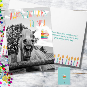 Carte d'anniversaire drôle de cheval