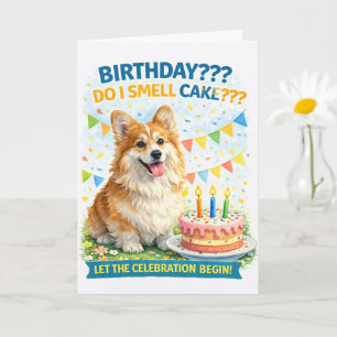Carte d'anniversaire drôle de Corgi – “Je sens un