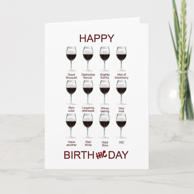 Carte d'anniversaire drôle de dégustation de vin (Devant)