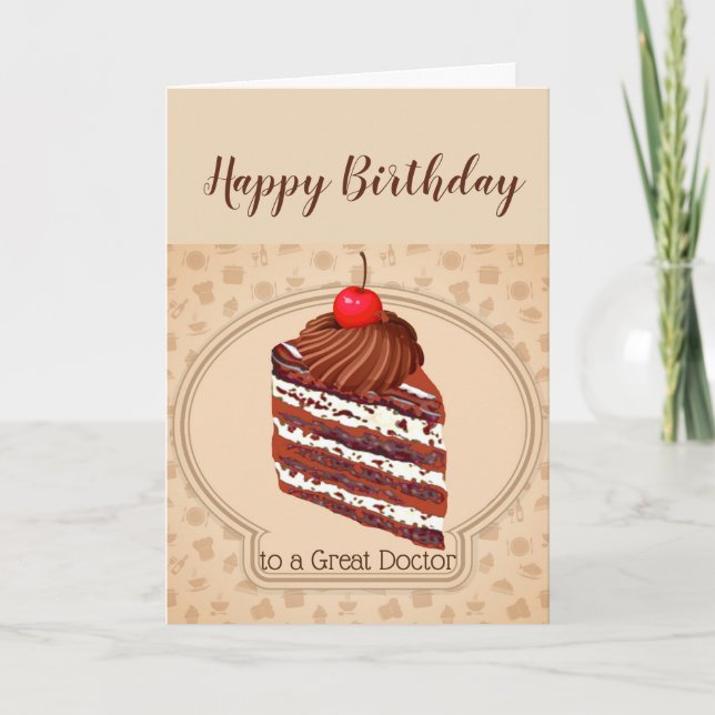 Carte d'anniversaire drôle de docteur de gâteau de (Devant)
