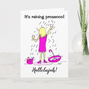 Carte d'anniversaire drôle de femme sous la pluie 