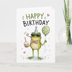 Carte d'anniversaire drôle de grenouille Grenoui