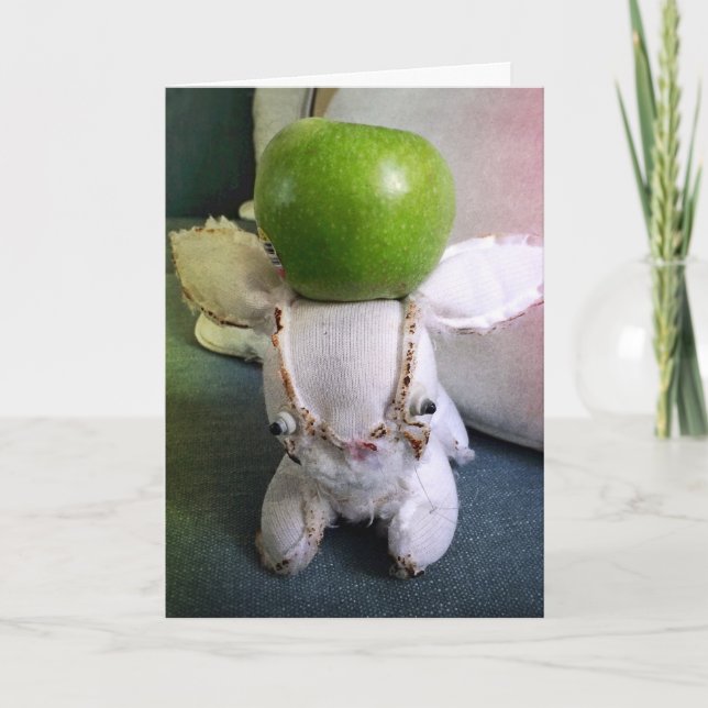 Carte d'anniversaire drôle de lapin. Soyez (Devant)