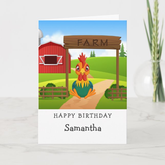 Carte d'anniversaire drôle de poulet (Devant)
