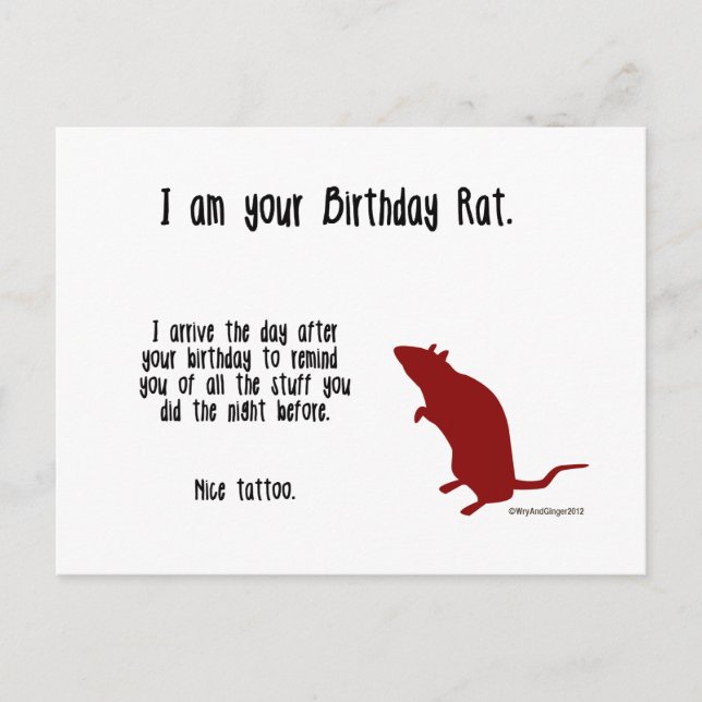 Carte d'anniversaire drôle de rat (Devant)