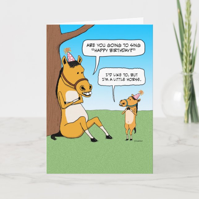 Carte d'anniversaire drôle du petit cheval (Devant)