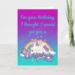 Carte d'anniversaire drôle Licorne Arc-en-ciel