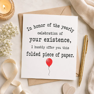 Carte d'anniversaire drôle 'Morceau de papier plié
