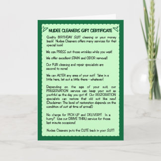 Carte d'anniversaire drôle : Nettoyage de costume